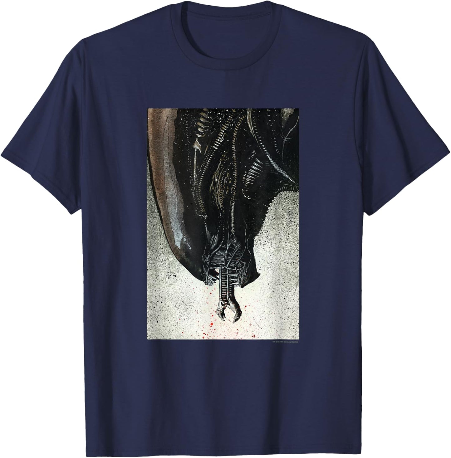 Aliens Iconic Xenomorph Big Head Paint Splatter Big Portrait T-Shirt - T-Shirt | Navy