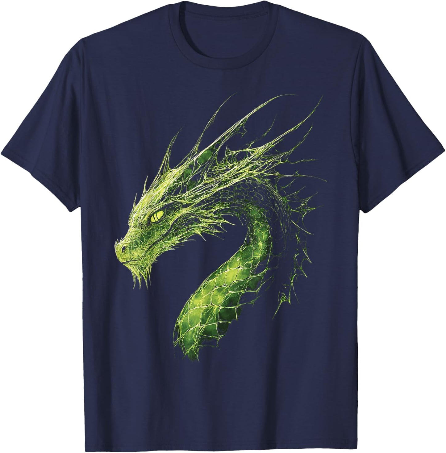 Green Dragon Motif Mythical Illustration Green Dragon T-Shirt - T-Shirt | Navy