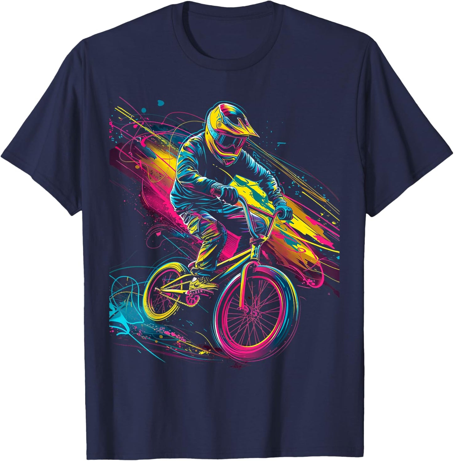 BMX Dirt Neon T-Shirt - T-Shirt | Navy