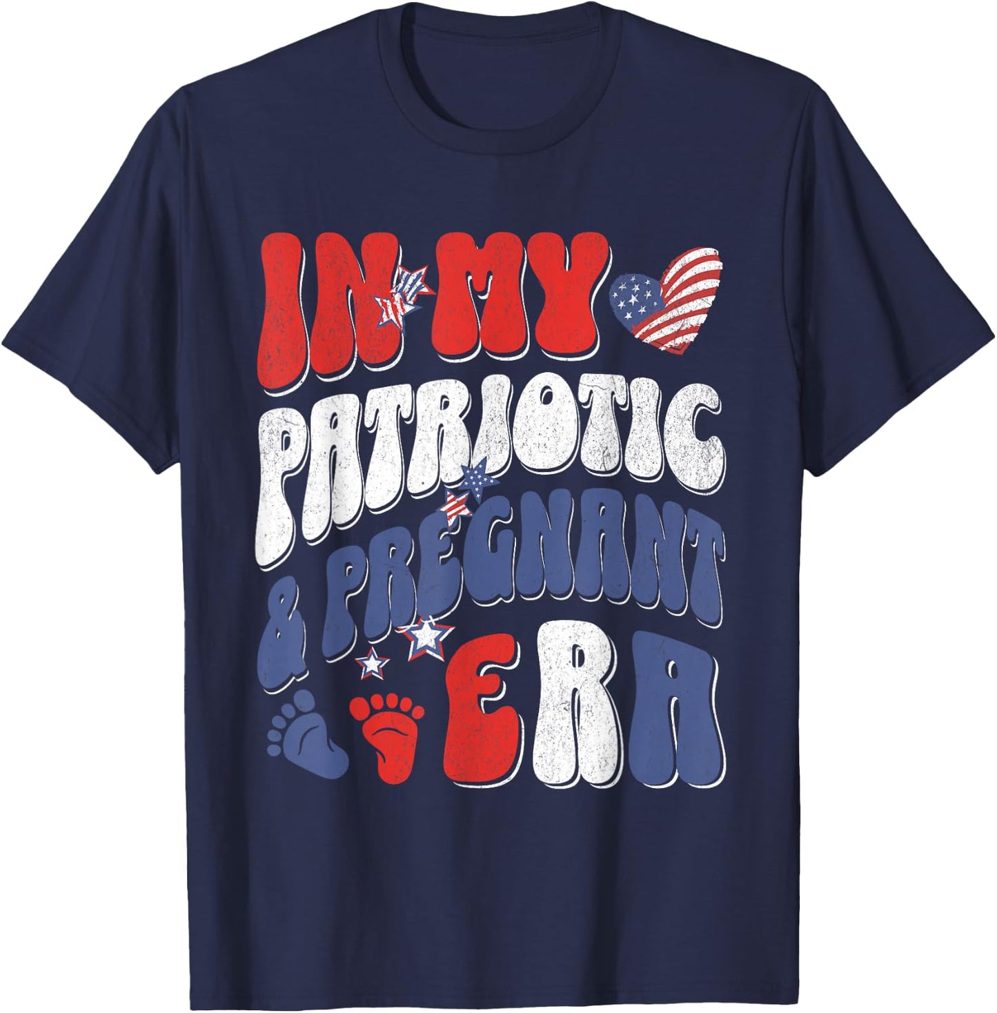 4th of July Pregnancy Announcement Baby Shower Baby Reveal T-Shirt - T-Shirt | Navy