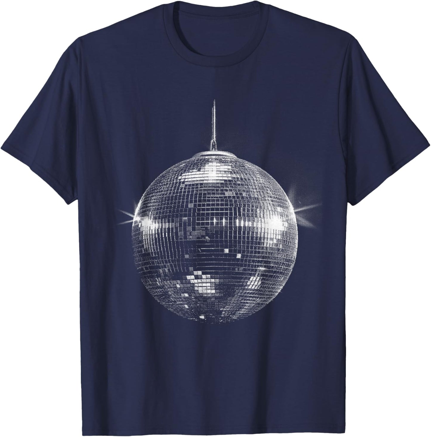 Retro Mirror Ball Disco Design T-Shirt - T-Shirt | Navy