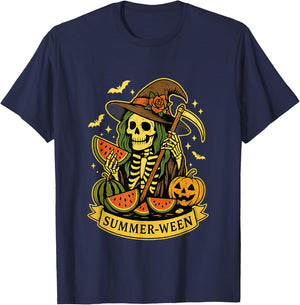 Summer-Ween Spooky Summer Halloween Skeleton Witch T-Shirt - T-Shirt | Navy