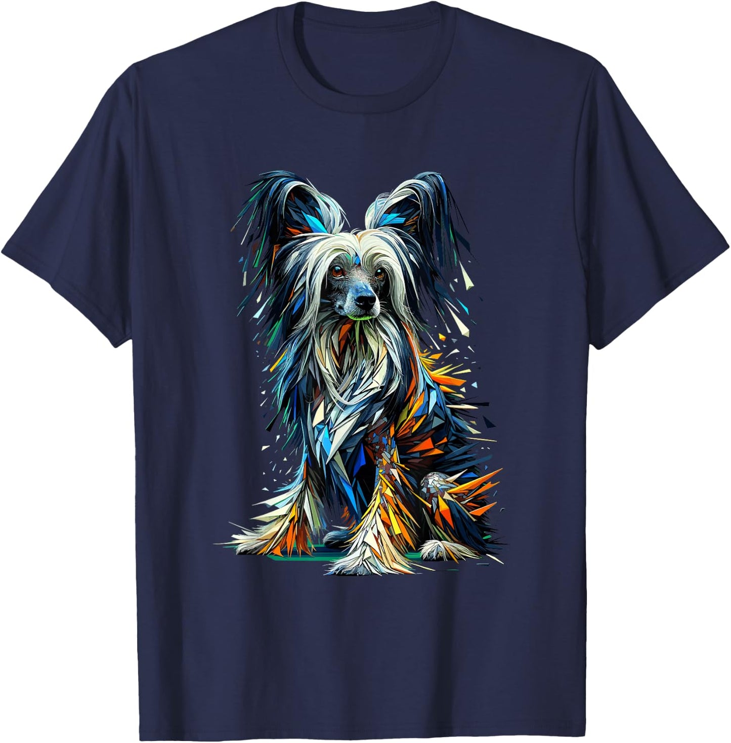 Polygon Type Chinese Crested Dog Crestie T-Shirt - T-Shirt | Navy
