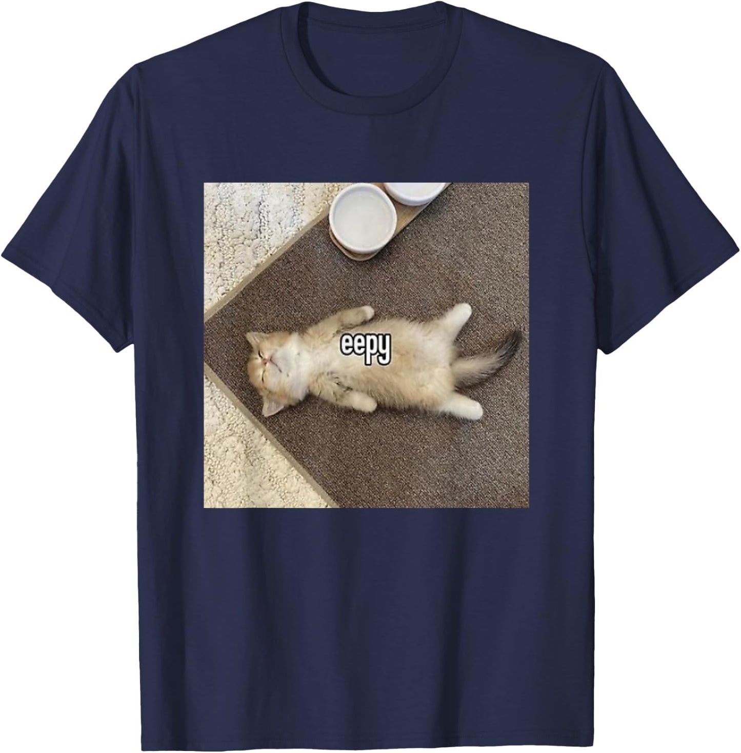 Eepy Cat, Silly Sleepy Cat Meme Women Kids T-Shirt - T-Shirt | Navy