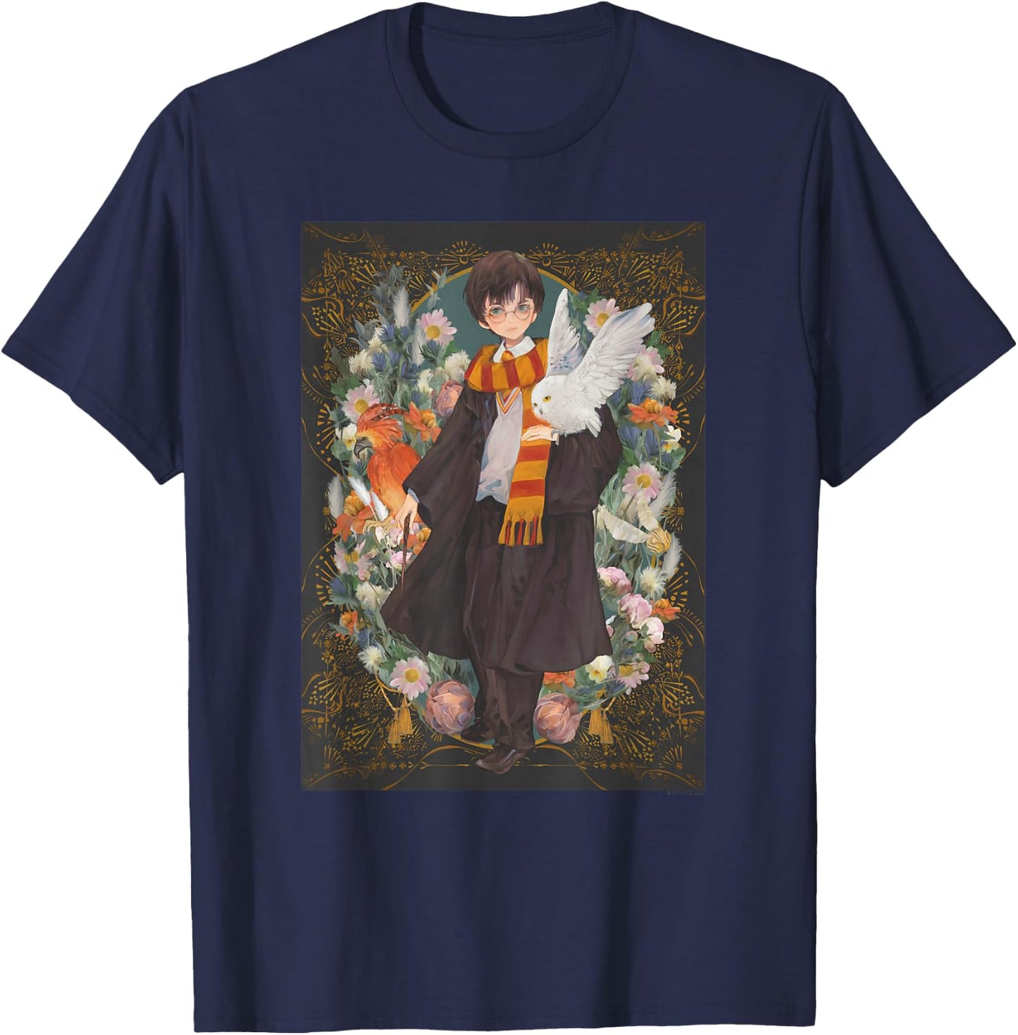 Harry Potter Deathly Hallows 2 Harry And Owl Portrait T-Shirt - T-Shirt | Navy