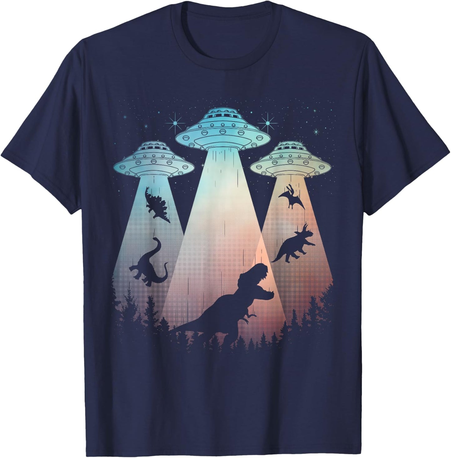 Cool Dinosaur Art Women UFO Alien Abduction Dinosaur T-Shirt - T-Shirt | Navy