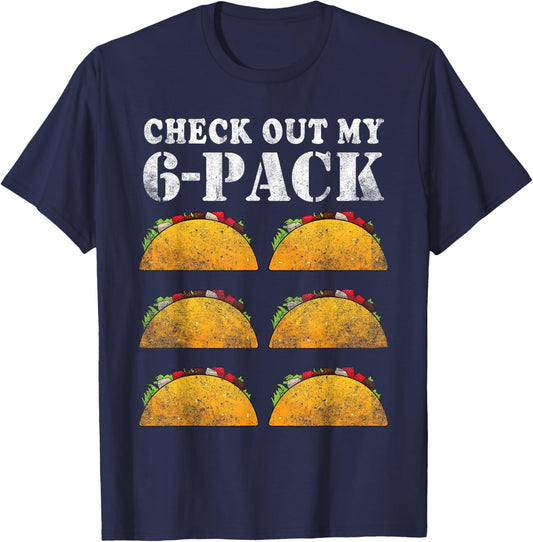 Check Out My Six 6 Pack With Tacos For Cinco de Mayo Men's T-Shirt - T-Shirt | Navy