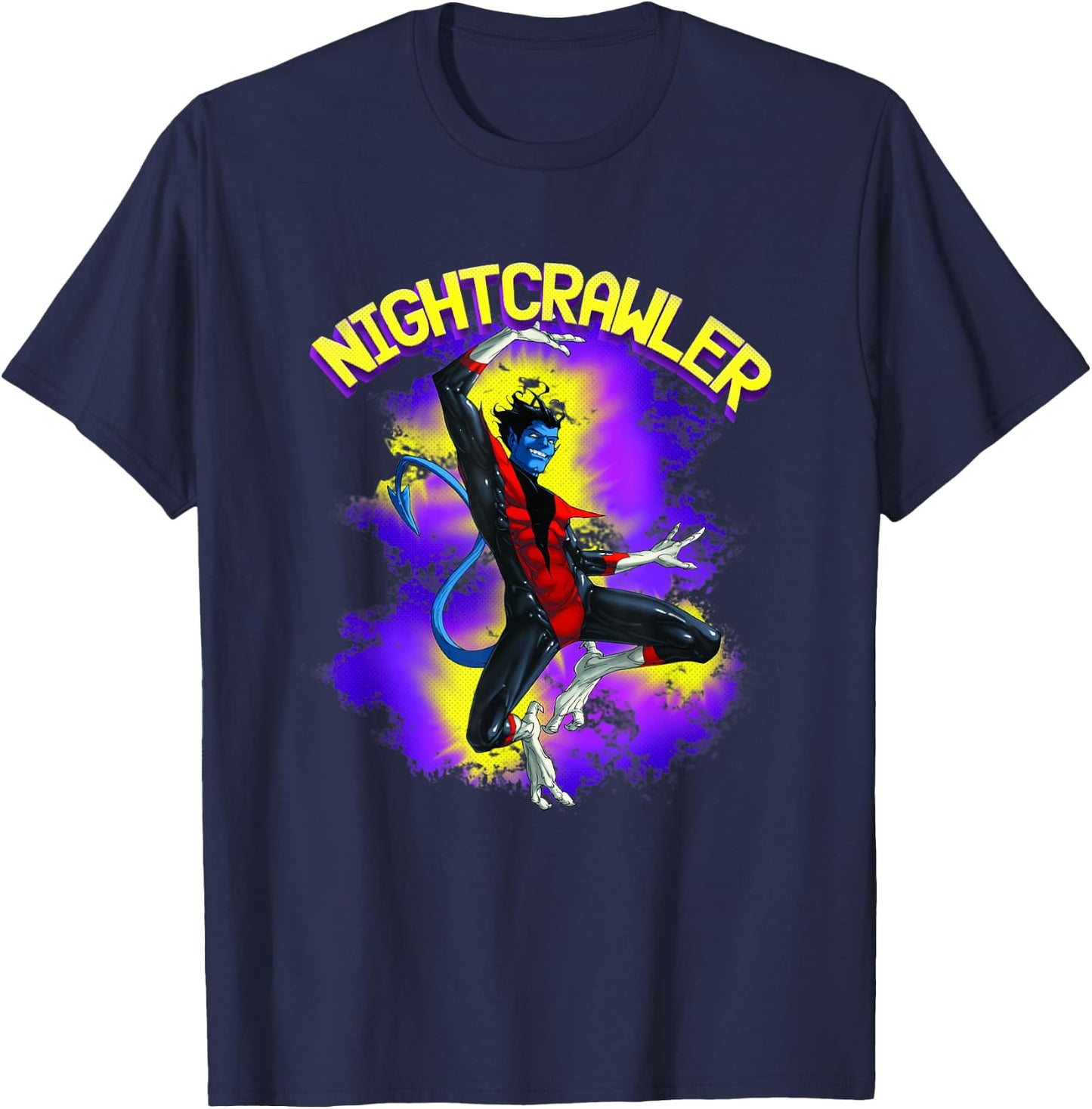 Marvel X-Men Nightcrawler Epic Leap Retro Logo T-Shirt - T-Shirt | Navy