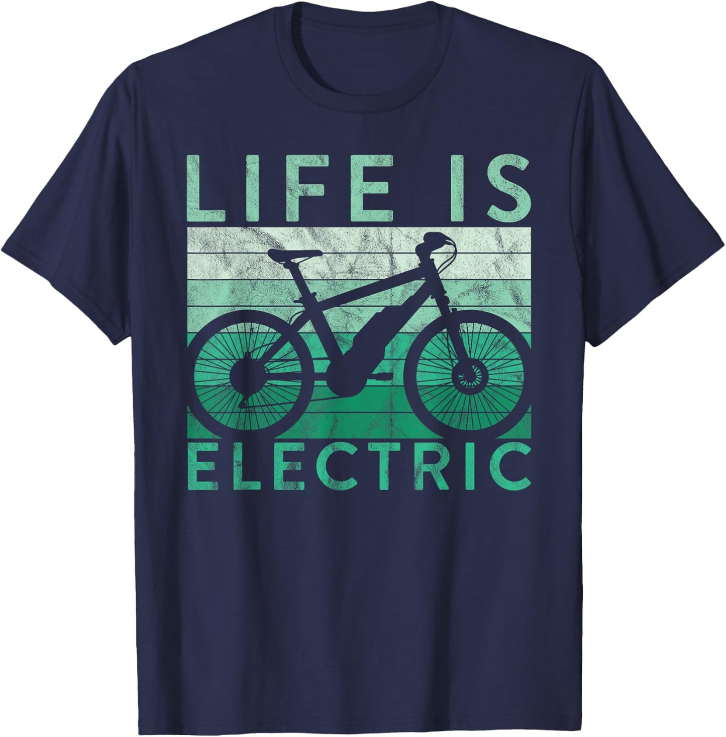 Life Is Electric E-Bike Electric Cycling T-Shirt - T-Shirt | Navy