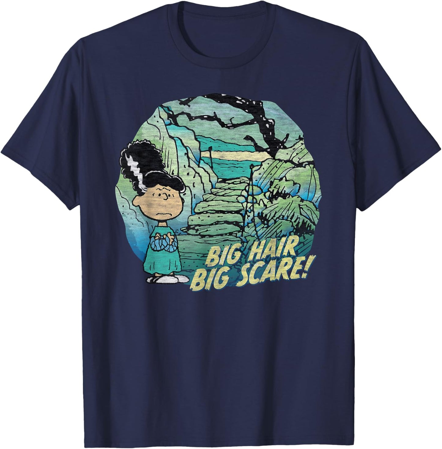 Peanuts Halloween Lucy Big Hair Scare T-Shirt - T-Shirt | Navy