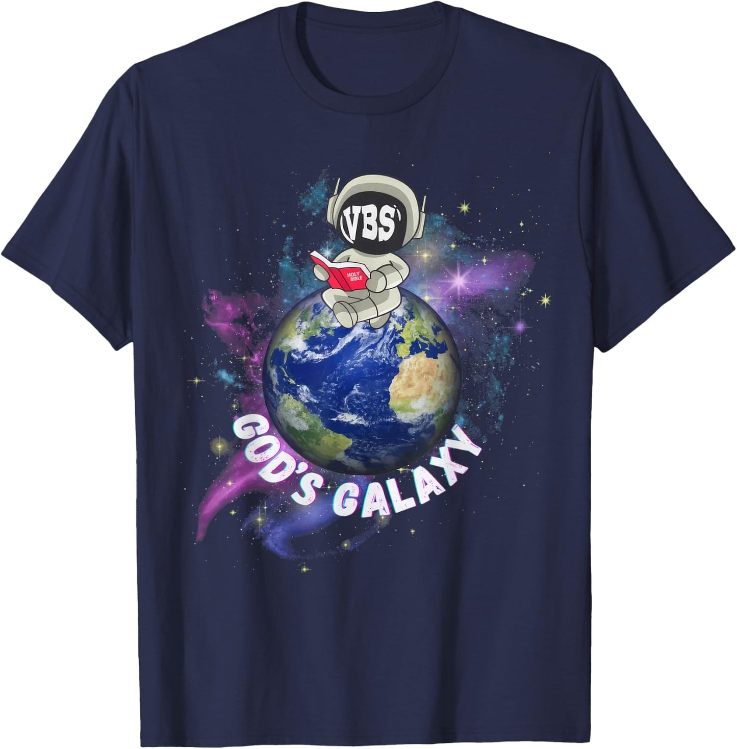 VBS 2024 God's Galaxy Astronaut Outer Space Bible Christian T-Shirt - T-Shirt | Navy