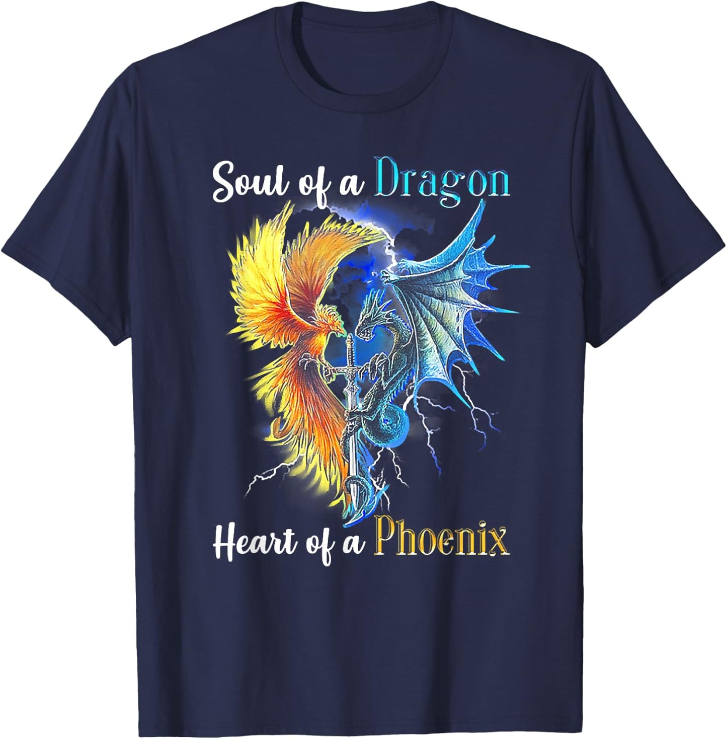 Soul Of A Dragon Heart Of A Phoenix T-Shirt - T-Shirt | Navy
