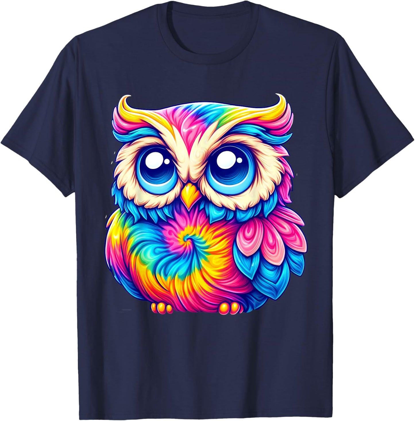 Tie Dye Owl Aesthetic Men Women Kids T-Shirt - T-Shirt | Navy