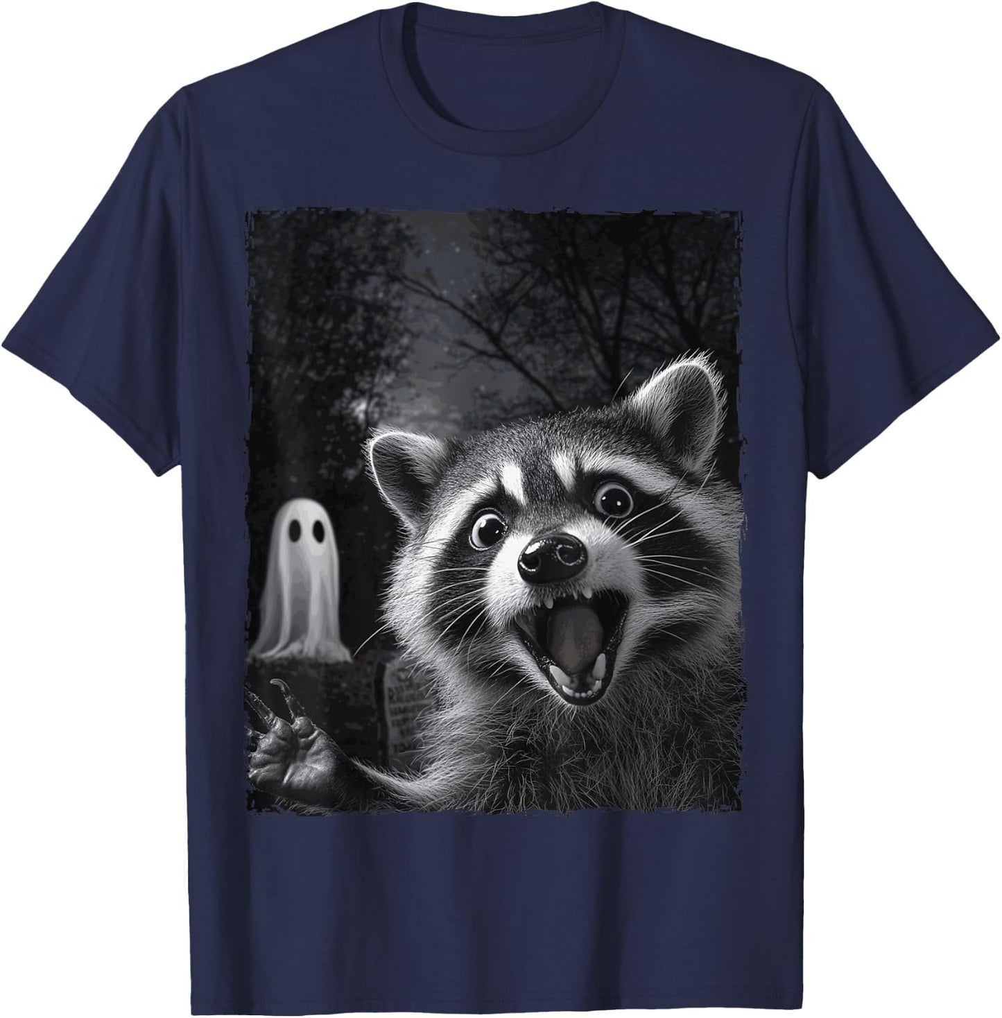 Funny Raccoon Halloween T-Shirt - T-Shirt | Navy