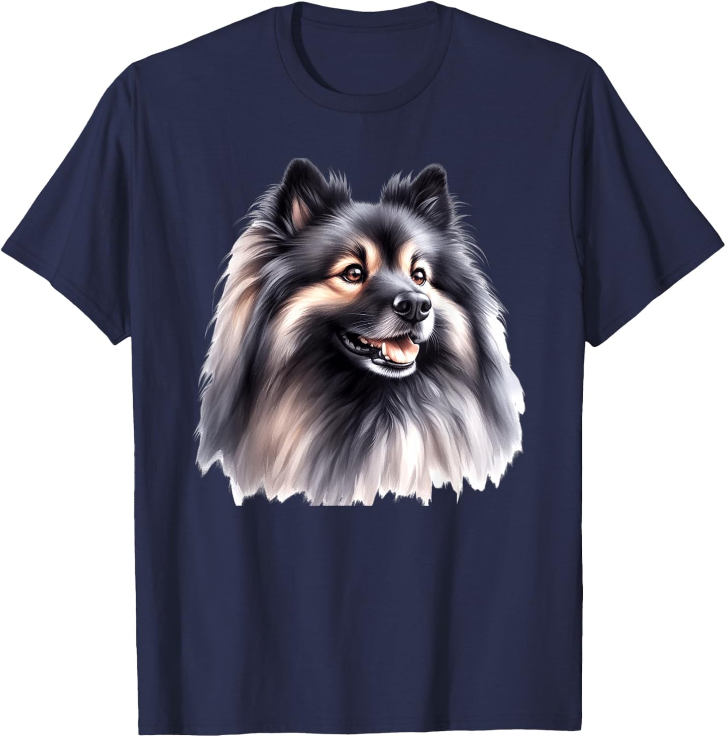 Keeshond Dog Puppy Portrait T-Shirt - T-Shirt | Navy