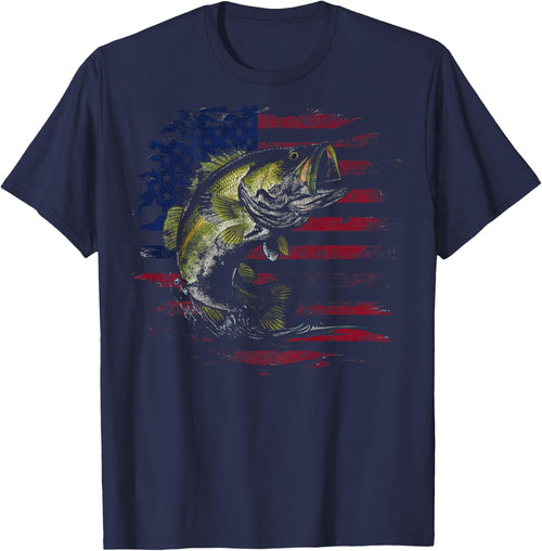 American Flag Camo Bass Fish Fishing Fisherman (on back)