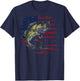 American Flag Camo Bass Fish Fishing Fisherman (on back) T-Shirt - T-Shirt | Navy