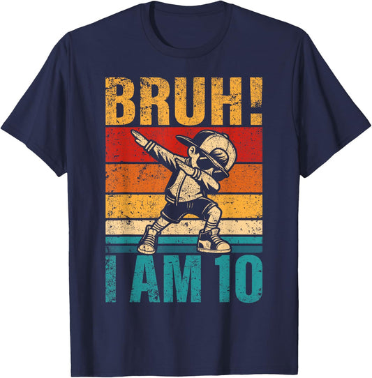 10 Year Old Birthday Dabbing Boy Bruh It's My 10th Birthday T-Shirt - T-Shirt | Navy