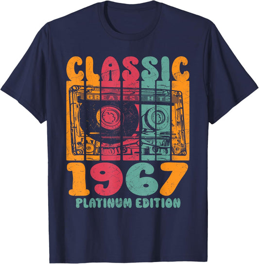 Born In 1967, Retro Mix Tape Platinum Edition 1967 Birthday T-Shirt - T-Shirt | Navy