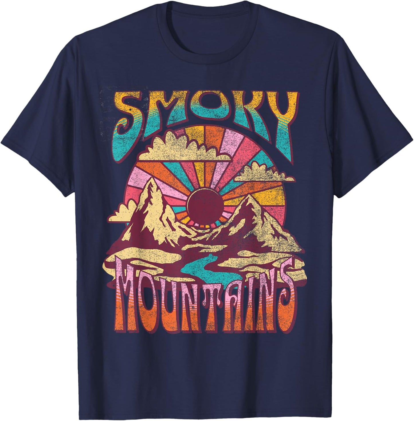 Smoky Mountains Tennessee Nature Hiking Mountains Outdoors T-Shirt - T-Shirt | Navy