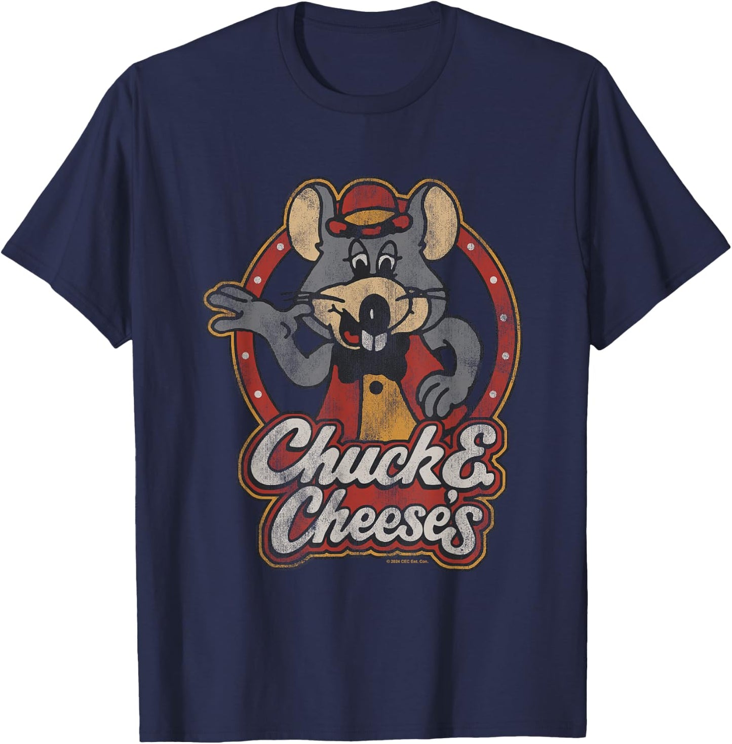 Chuck E. Cheese Classic Entertainer Portrait Distressed T-Shirt - T-Shirt | Navy