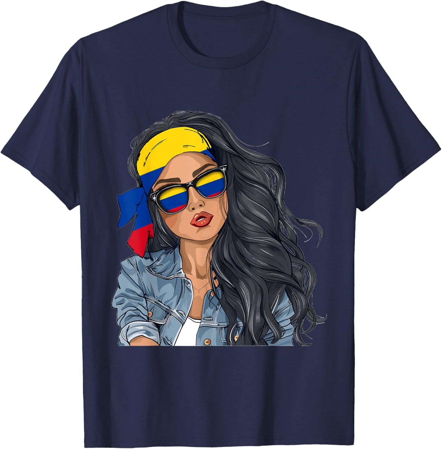 Colombianas Woman Products Flag Uniform Souvenirs Colombia T-Shirt - T-Shirt | Navy