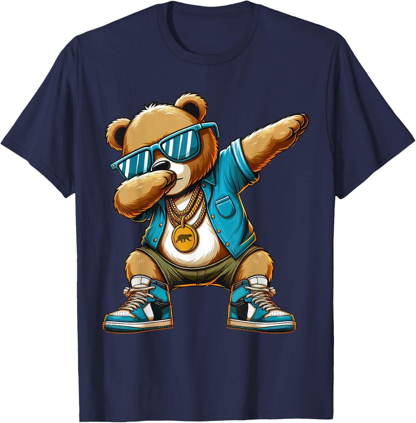 Dabbing Bear Funny Bear Dab Dance Boys Girls Kids T-Shirt - T-Shirt | Navy