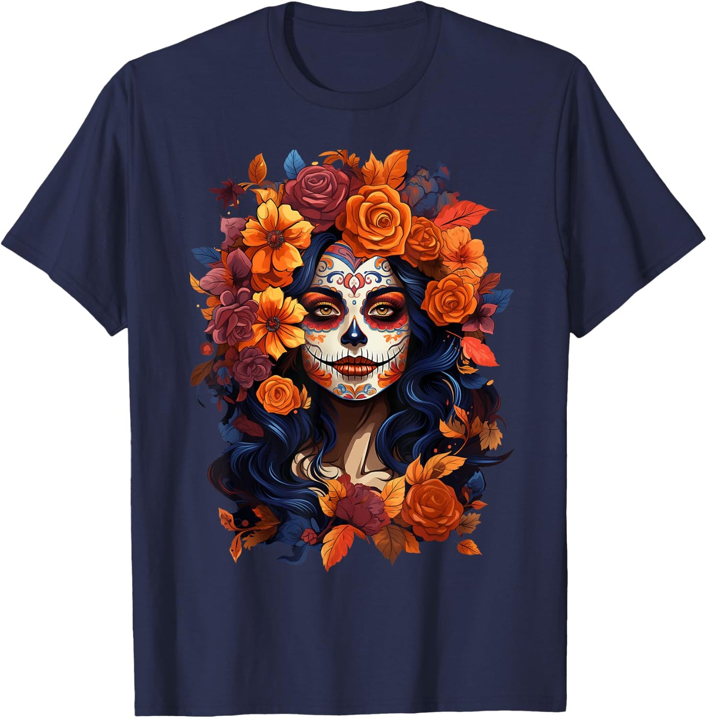 Dia De Los Muertos Mexican Sugar Skull Day Of The Dead Women T-Shirt - T-Shirt | Navy