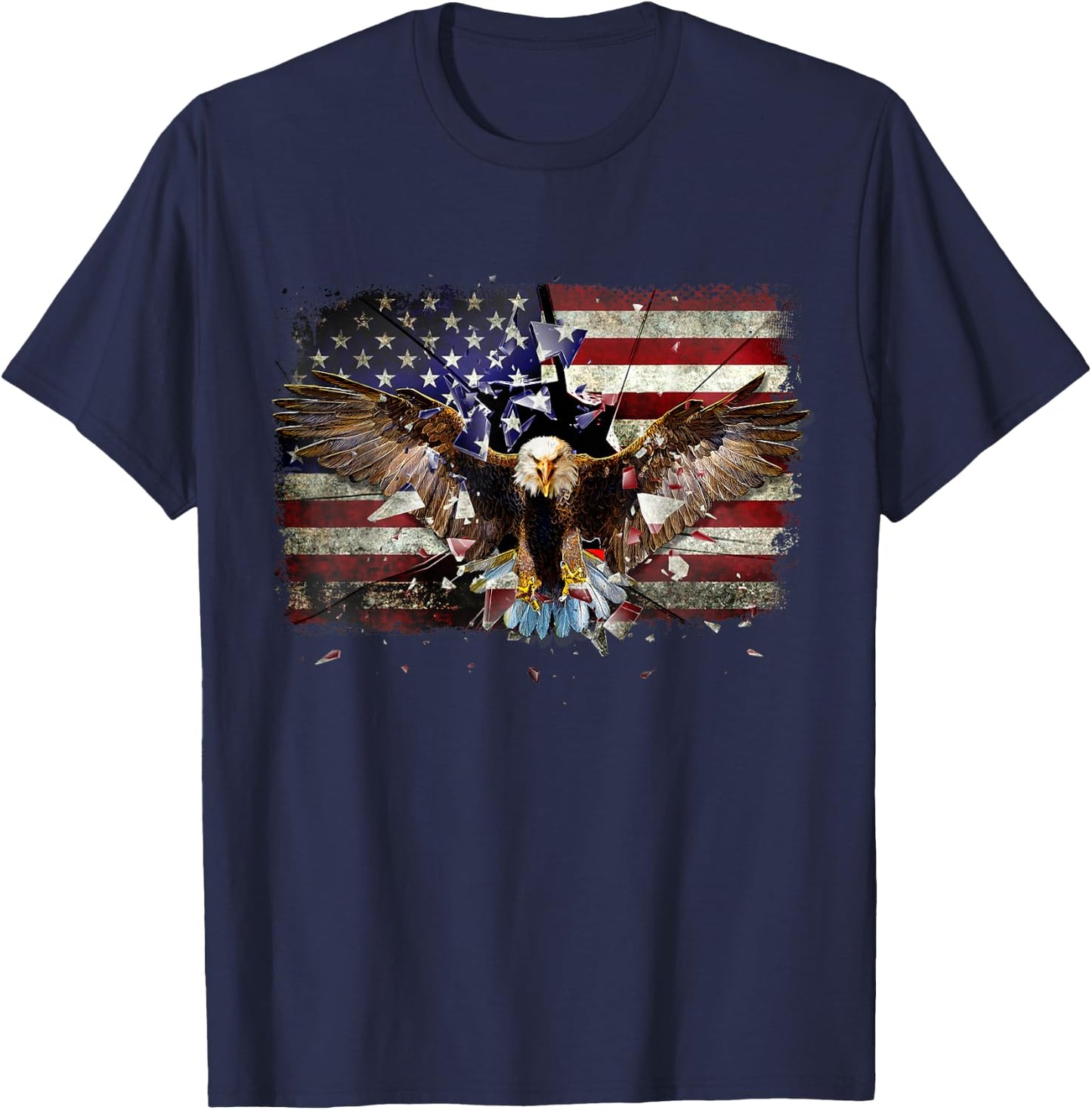 American Bald Eagle USA Flag Patriotic Eagle 4th of July T-Shirt - T-Shirt | Navy
