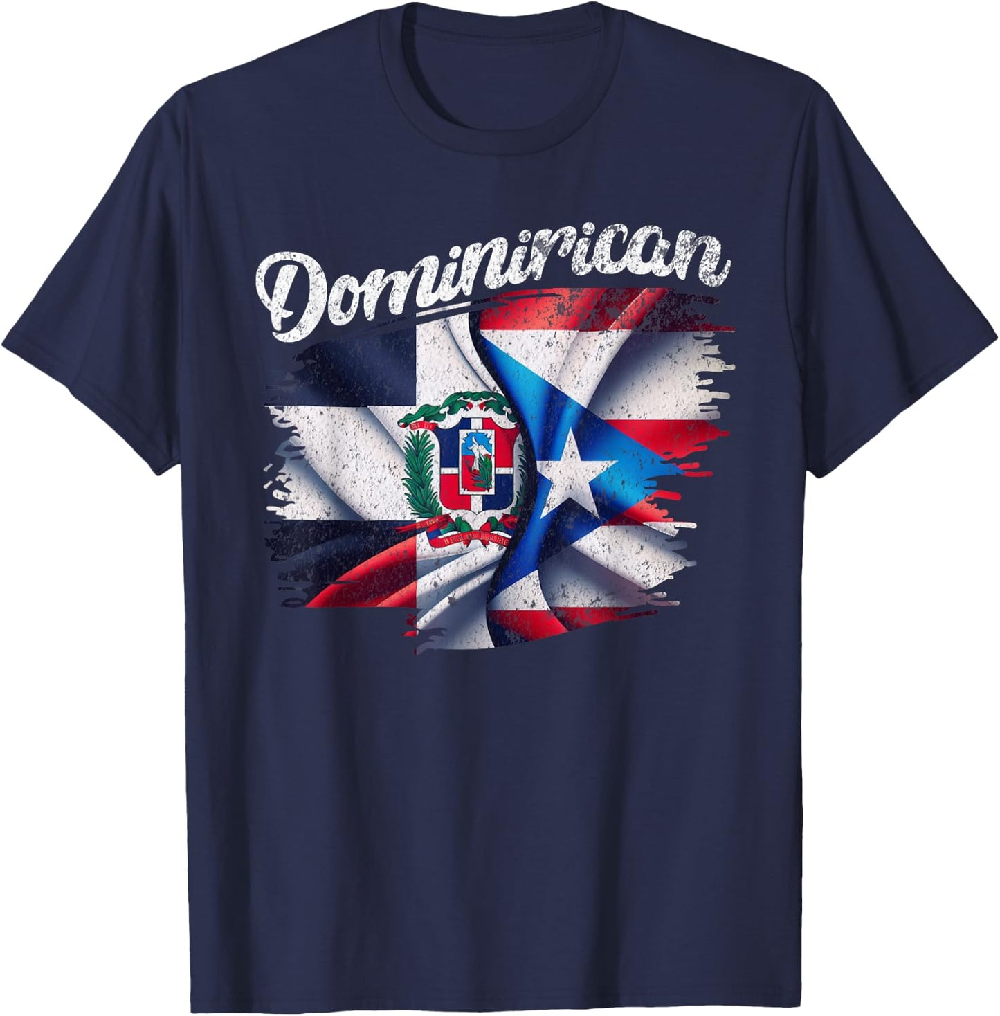 Dominirican DR Dominican Republic Puerto Rico PR Flag Pride T-Shirt - T-Shirt | Navy