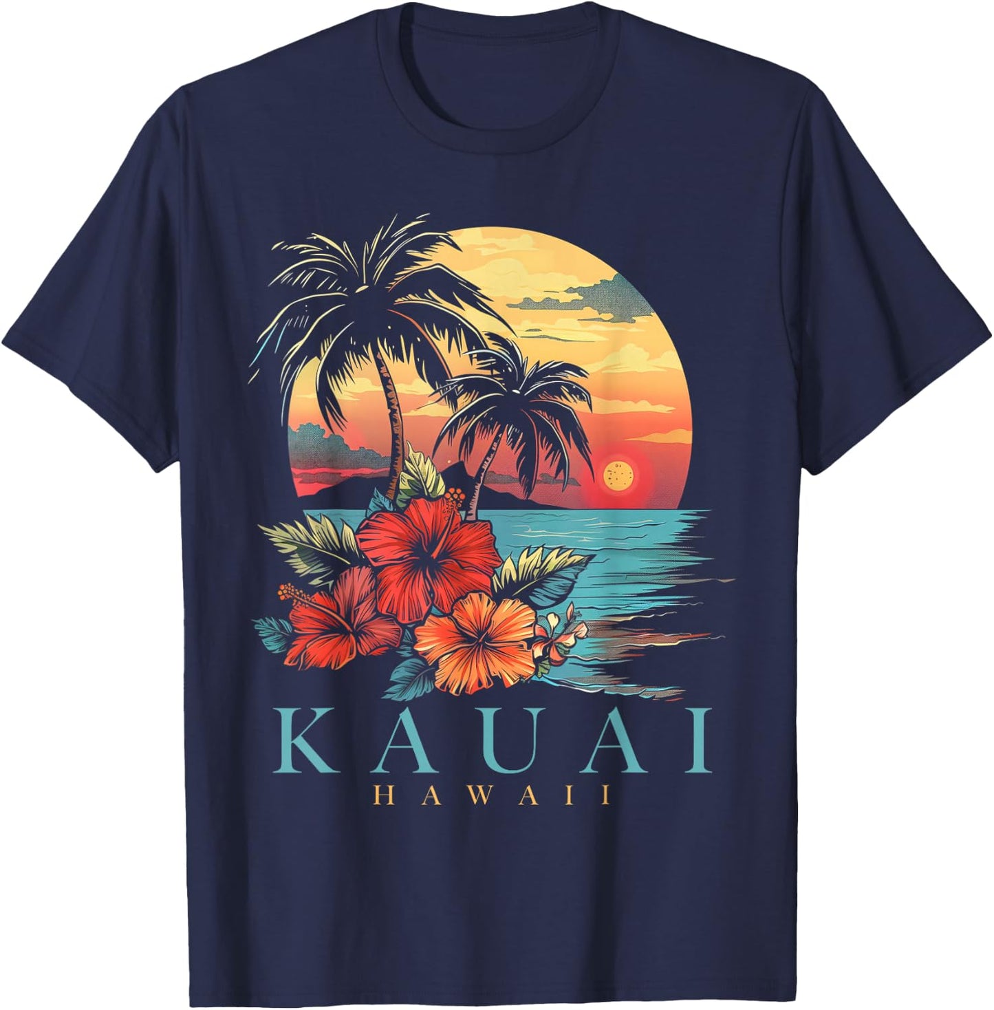 Kauai Hawaii Aloha Hawaiian Surf Surfer Vintage T-Shirt - T-Shirt | Navy
