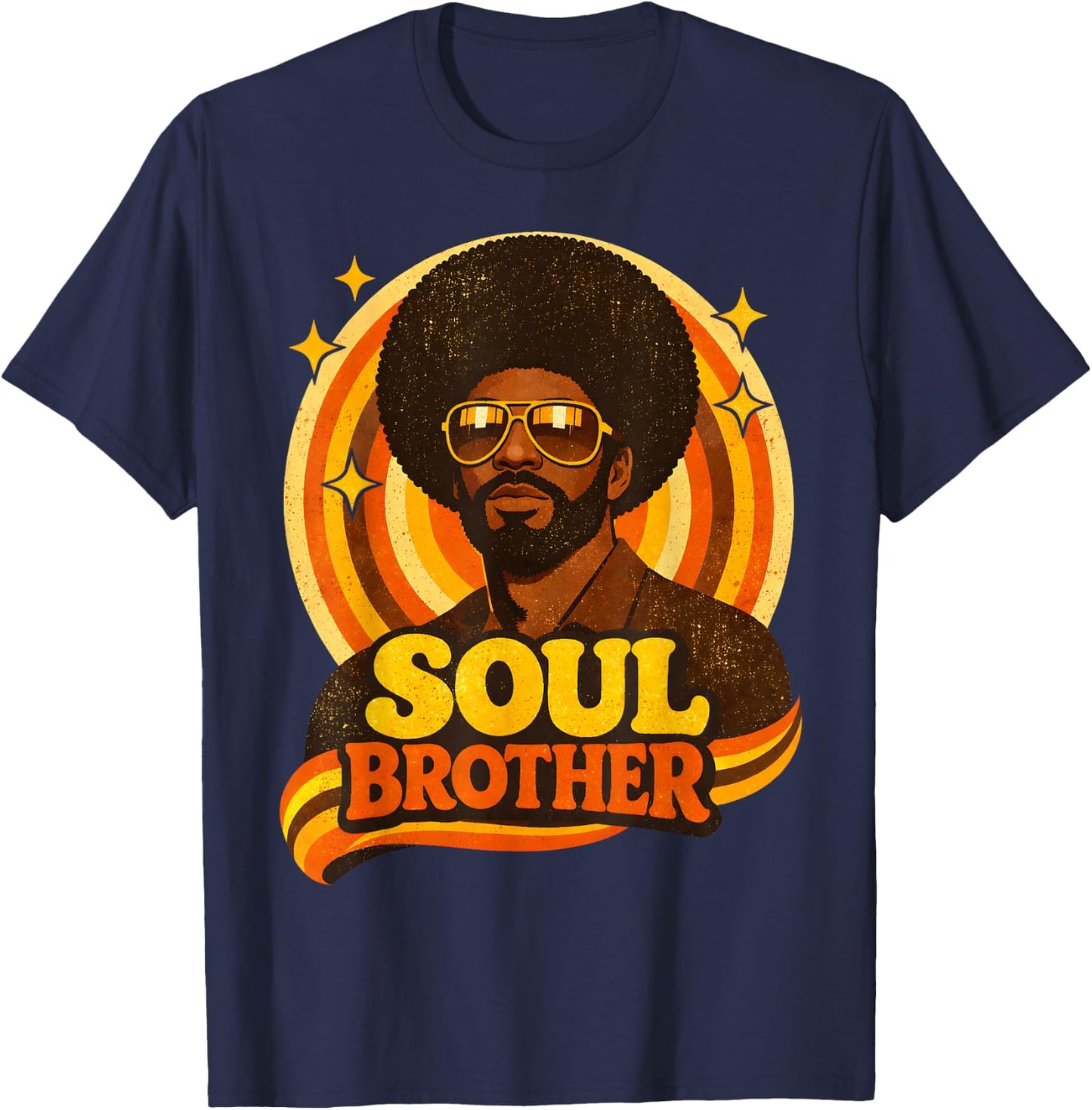 70s Funk Afro Soul Retro Vintage Soul Brother T-Shirt - T-Shirt | Navy