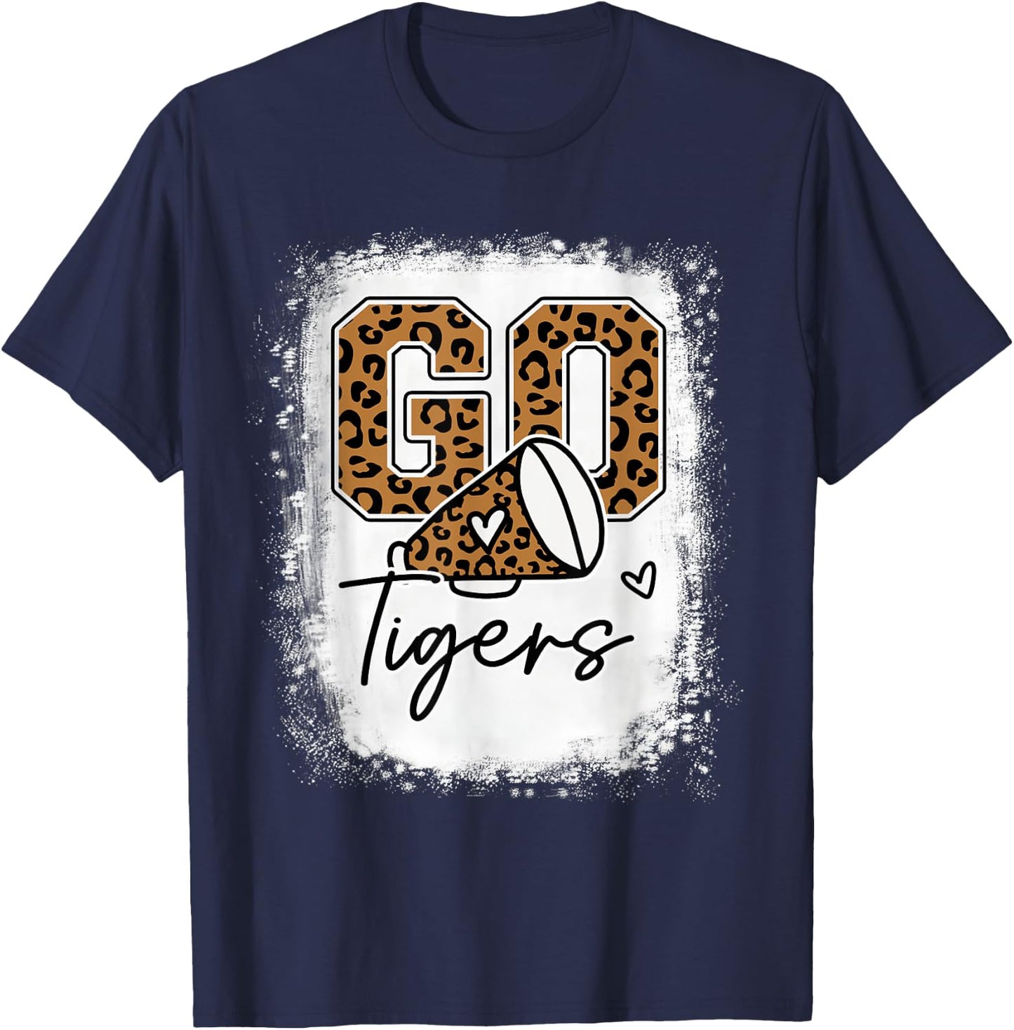 Go Cheer Tigers School Sports Fan Spirits Mascot Leopard T-Shirt - T-Shirt | Navy