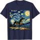 Pitbull Starry Night Shirt Vincent Van Gogh Art Dog T-Shirt - T-Shirt | Navy