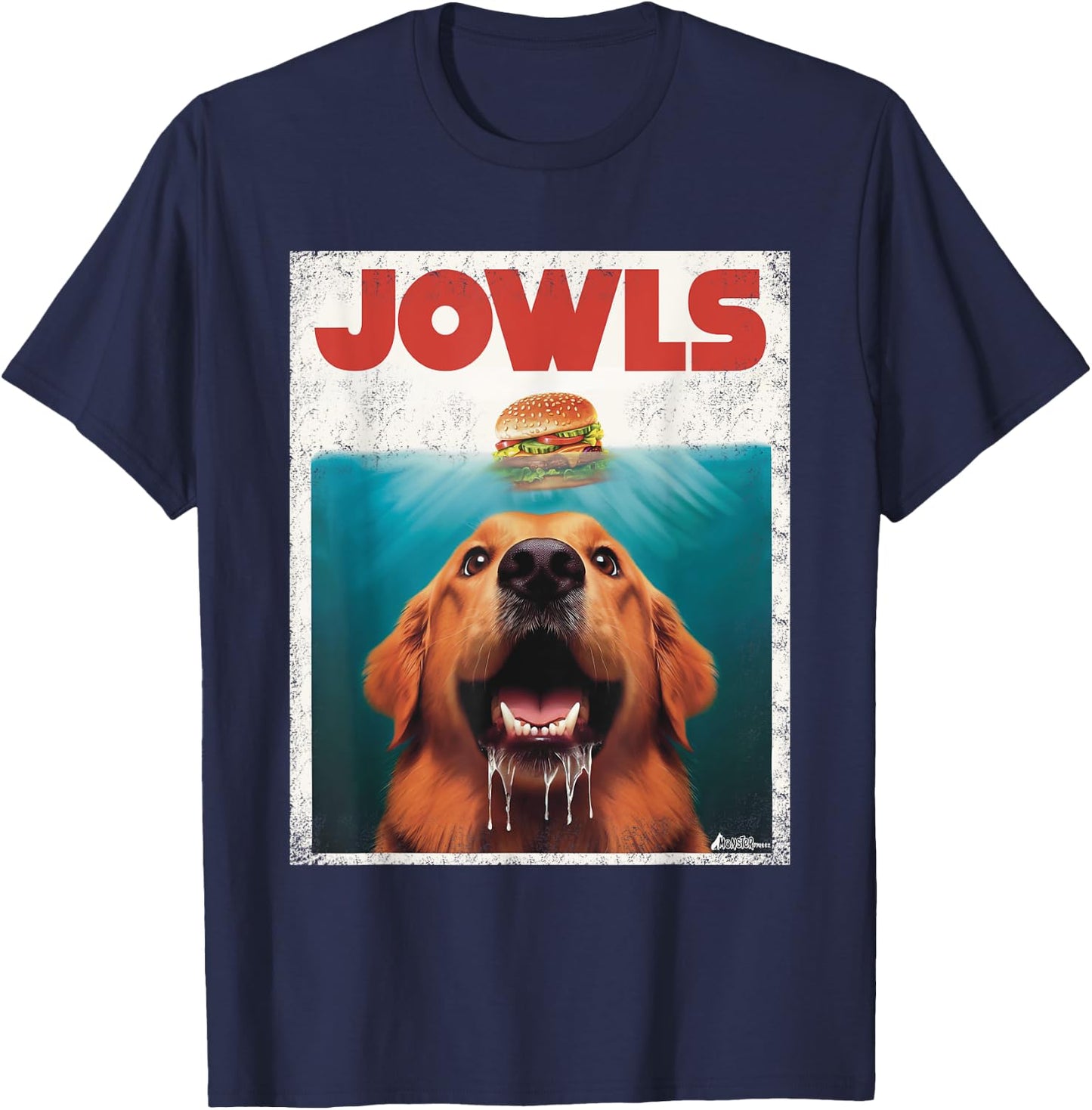 Funny Golden Retriever Rusty Goldie Jowls, Burger Dog Mom T-Shirt - T-Shirt | Navy