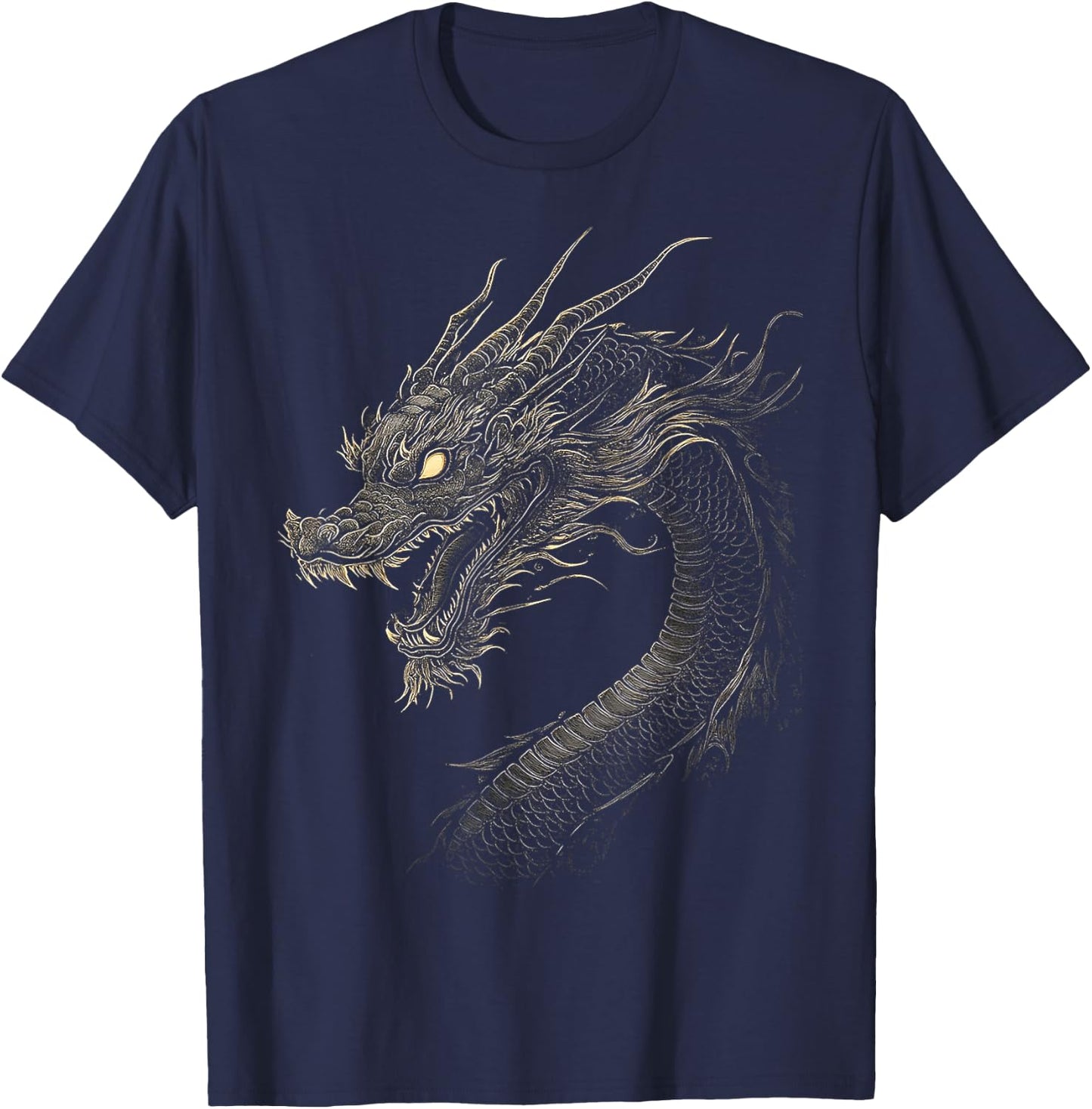 Black Dragon Motif Mythical Artwork Black Dragon T-Shirt - T-Shirt | Navy