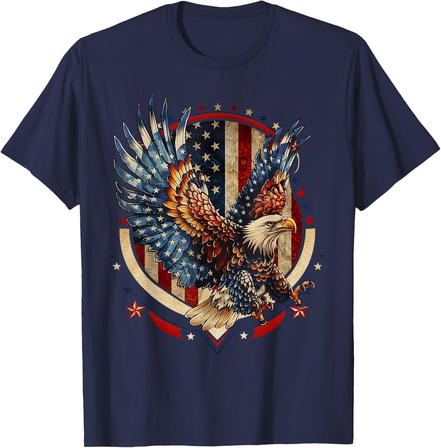 American Bald Eagle USA Flag Patriotic Eagle 4th of July T-Shirt - T-Shirt | Navy