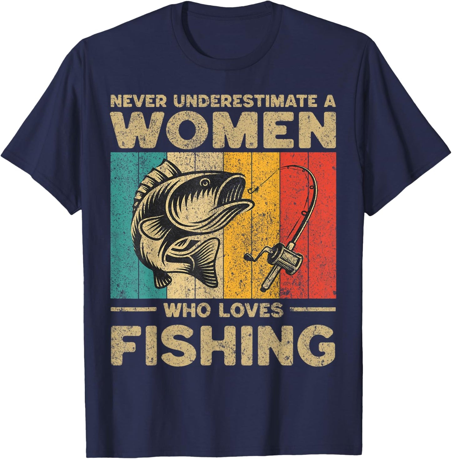 Funny Vintage Fishing Jokes Fisherman Bass Fish T-Shirt - T-Shirt | Navy