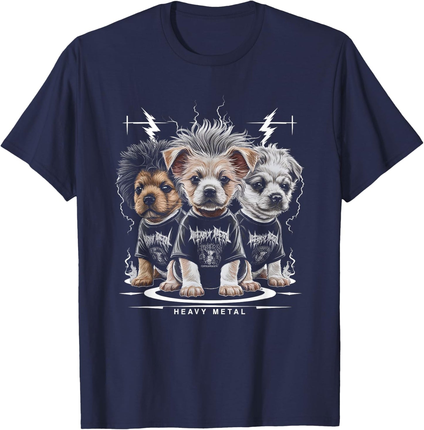 Puppy Heavy Metal Band - Funny Cute Puppy Dog Breed Lover Men Women Kids T-Shirt - T-Shirt | Navy