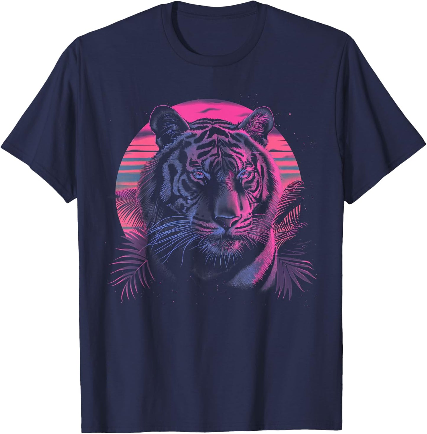 Tiger Vaporwave Aesthetic Vintage Synthwave 80s 90s Retro T-Shirt - T-Shirt | Navy