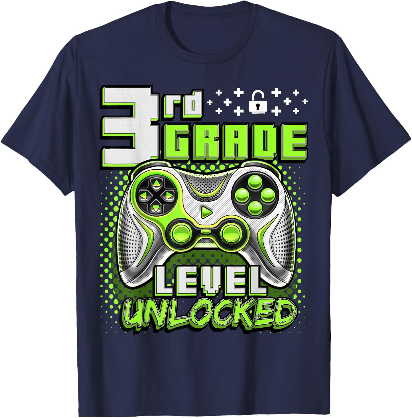 Back to School 3rd Grade Boys Gamer First Day School Level T-Shirt - T-Shirt | Navy