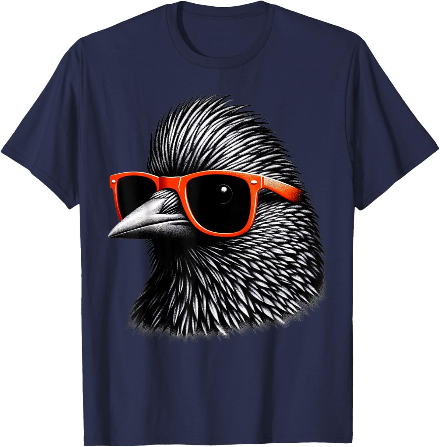 Cool Starling Bird Wearing Sunglasses Graphic Art T-Shirt - T-Shirt | Navy