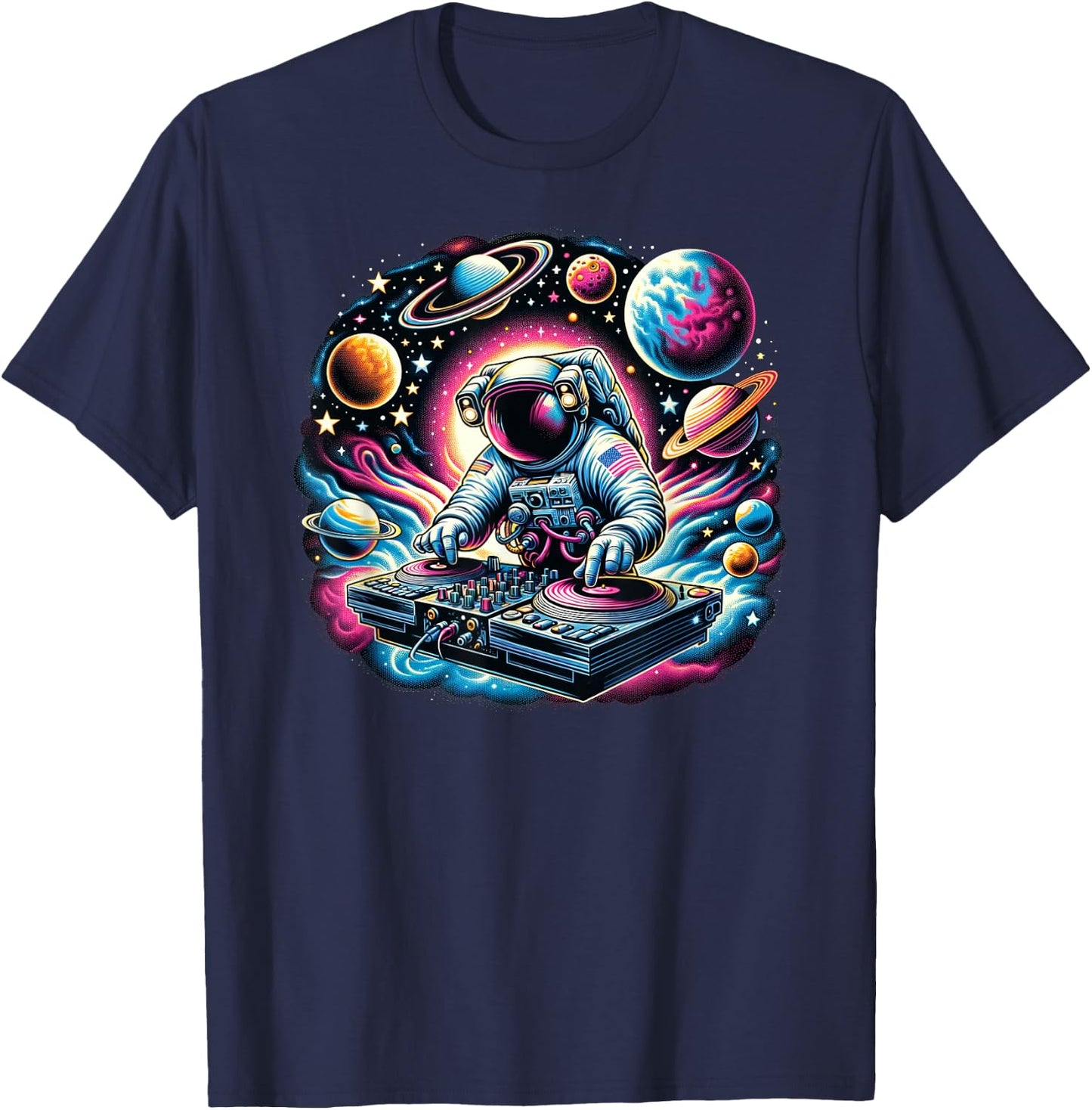 Funny Space Men and Women Astronaut DJ Disc Jockey T-Shirt - T-Shirt | Navy