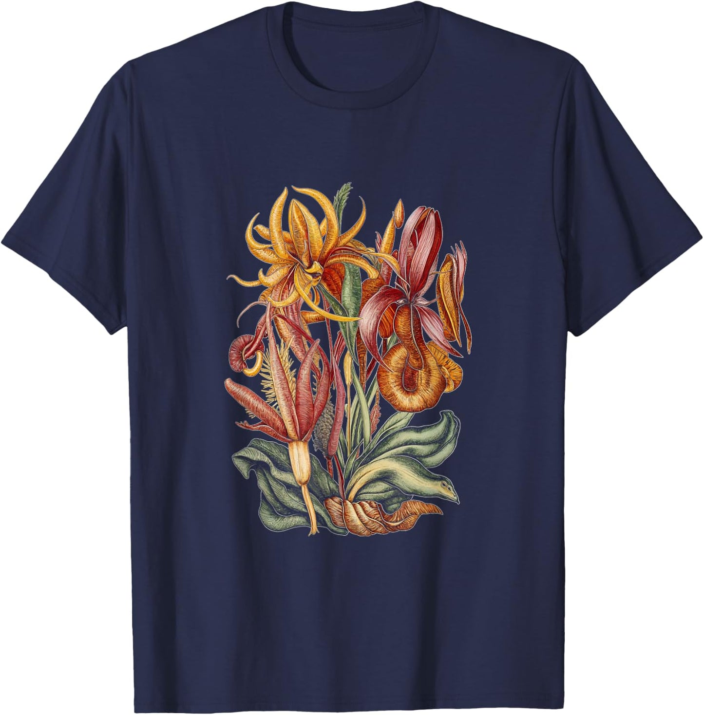 Carnivorous Plants Exotic Floral Nature Botany T-Shirt - T-Shirt | Navy