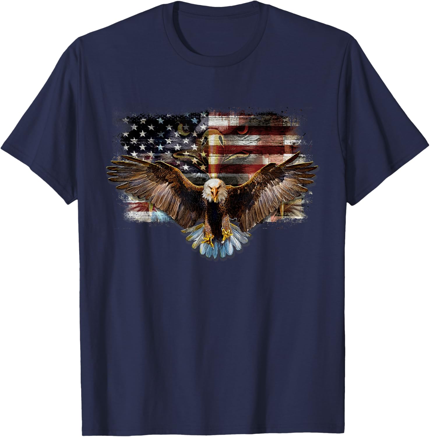 Bald Eagle 4th of July American USA Flag Eagle Patriotic T-Shirt - T-Shirt | Navy