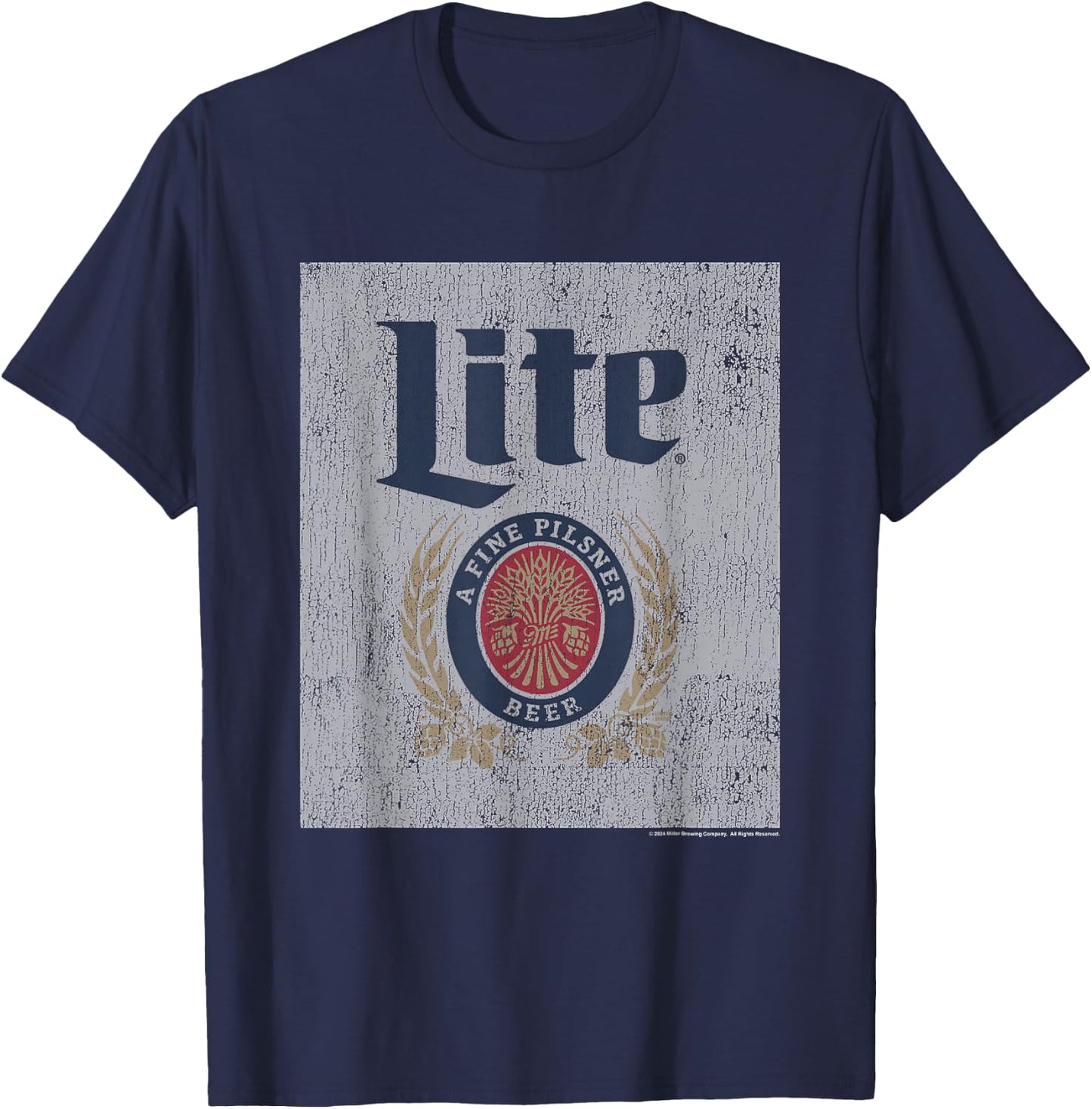 Miller Lite Light Fine Pilsner Vintage Classic Label T-Shirt - T-Shirt | Navy