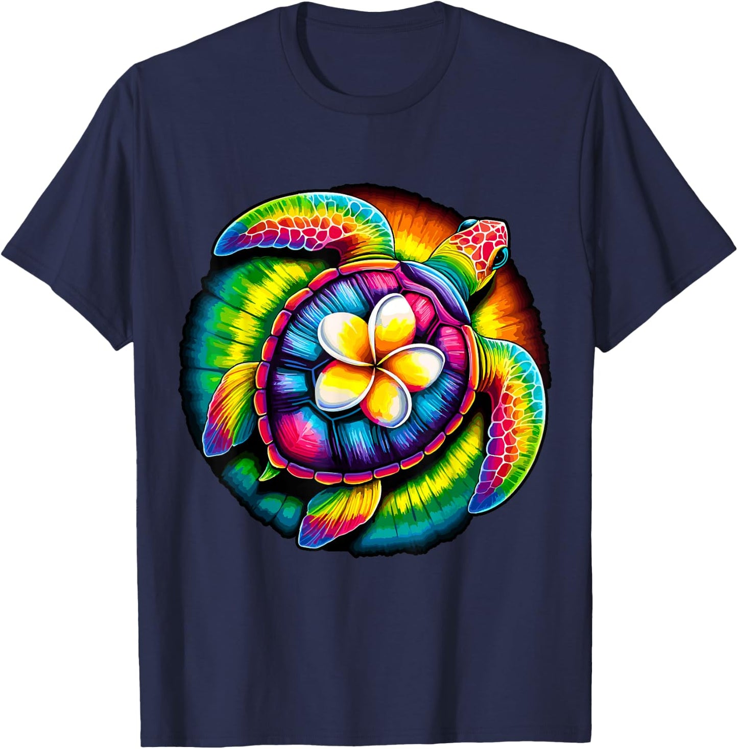 Tie-Dye Sea Turtle Hawaiian Summer Vacation Hippie T-Shirt - T-Shirt | Navy