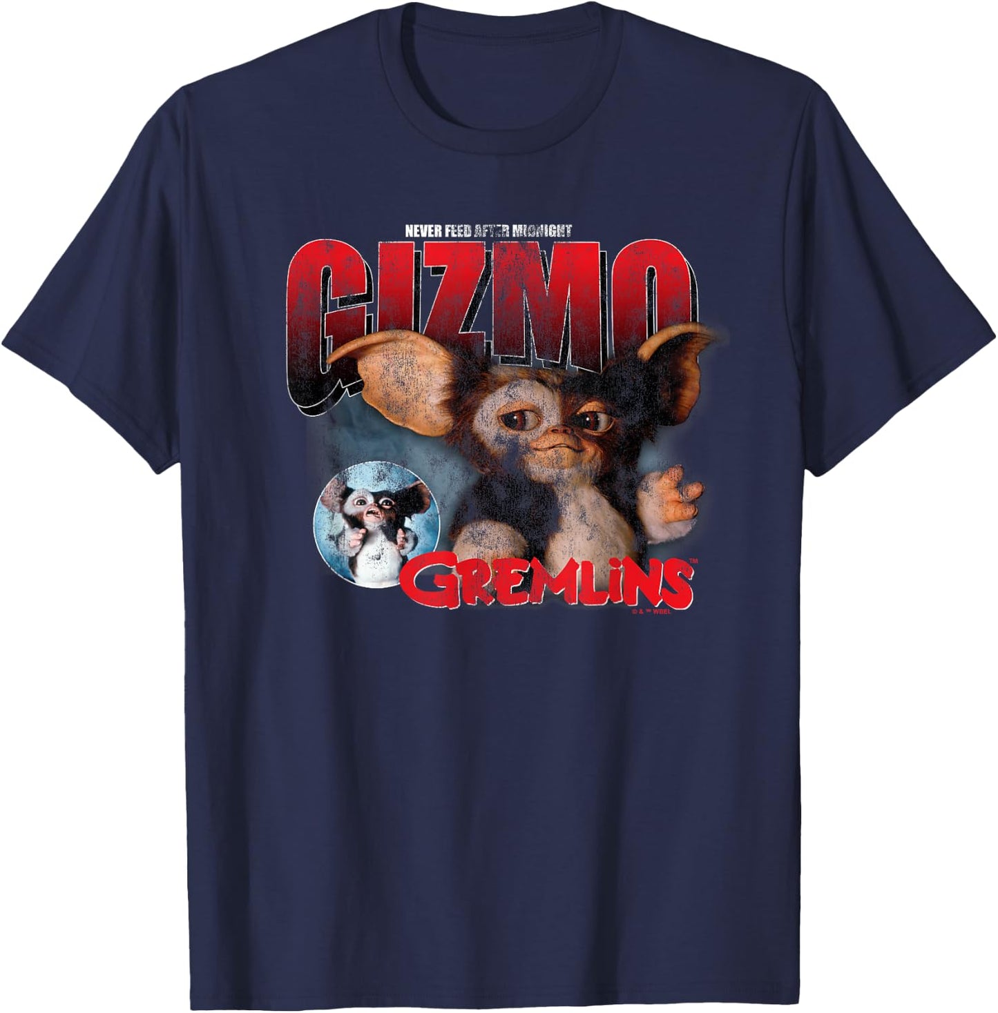 Gremlin's Gizmo Distressed Christmas T-Shirt - T-Shirt | Navy