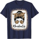 Grandma Life Bleached Leopard Messy Bun Mother's day T-Shirt - T-Shirt | Navy
