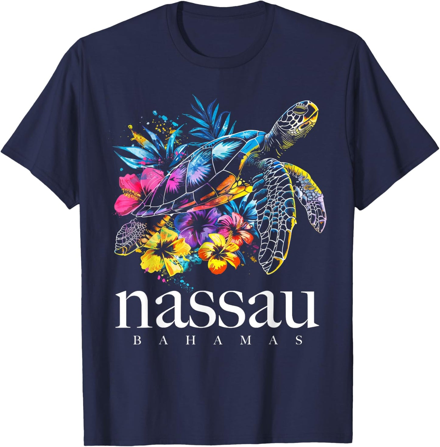 Nassau Bahamas Sea Turtle Diving Surfer Souvenir T-Shirt - T-Shirt | Navy